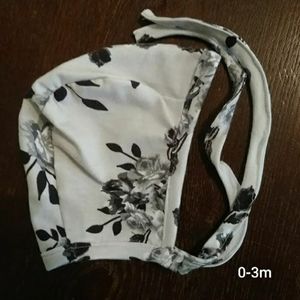 Black and white floral baby hats
